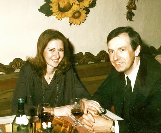 Pierre du Bois - Pierre and Irina at the Piroschka restaurant, in Munich, 1980, during their period of  sleepless nights at the cabarets for Hungarian gypsy music...